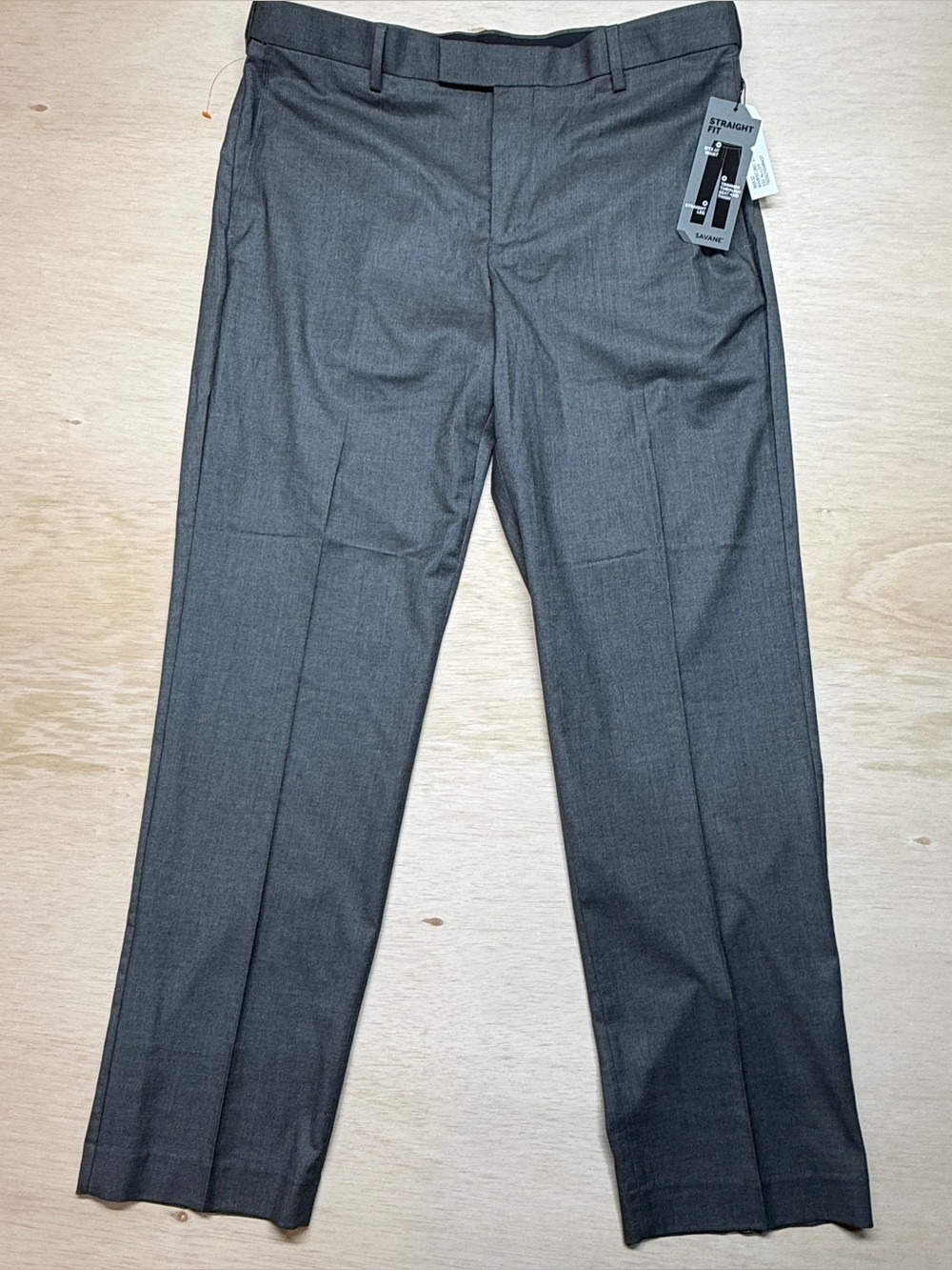 NWT Savane Performance Dress Pants Mens 36x32 Gray Alloy Straight Fit Flat Front